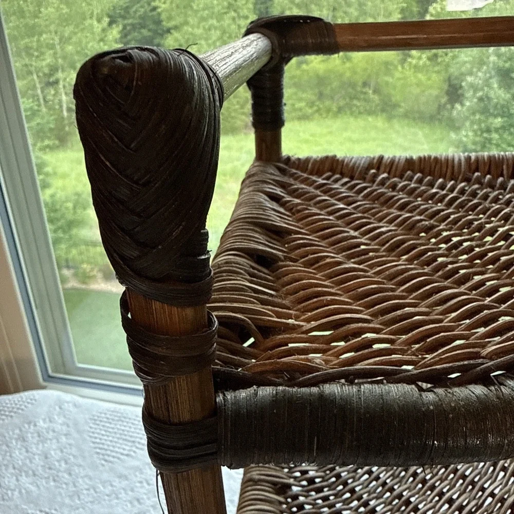 Vintage Wicker Rattan Corner Shelf 3 Tier Display Stand Coastal Boho 19